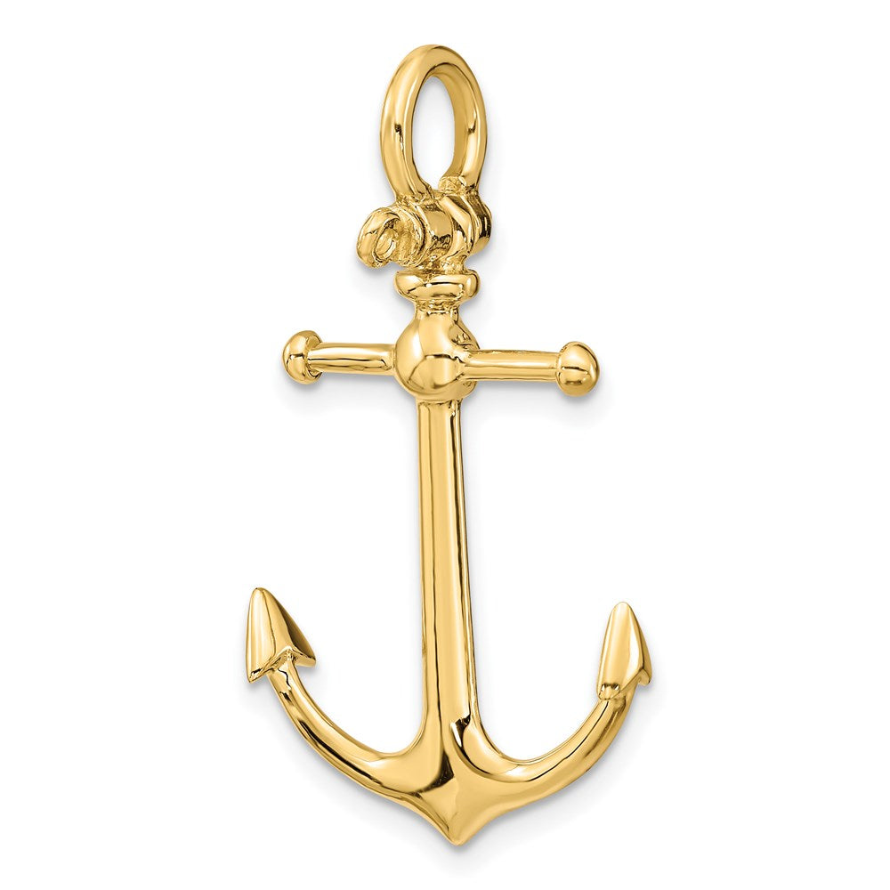 14K Gelbgold 3-D-Anker-Charm mit Schäkel-Bügel