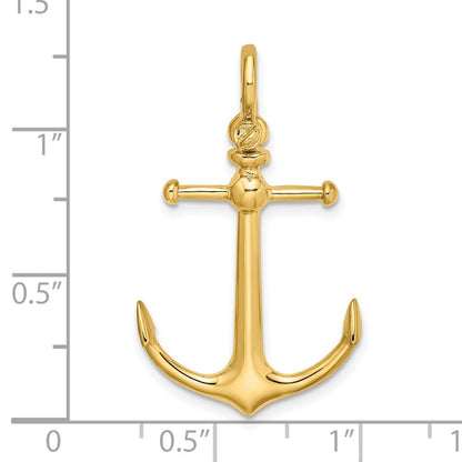 14K Gelbgold 3-D-Anker-Charm mit Schäkel-Bügel