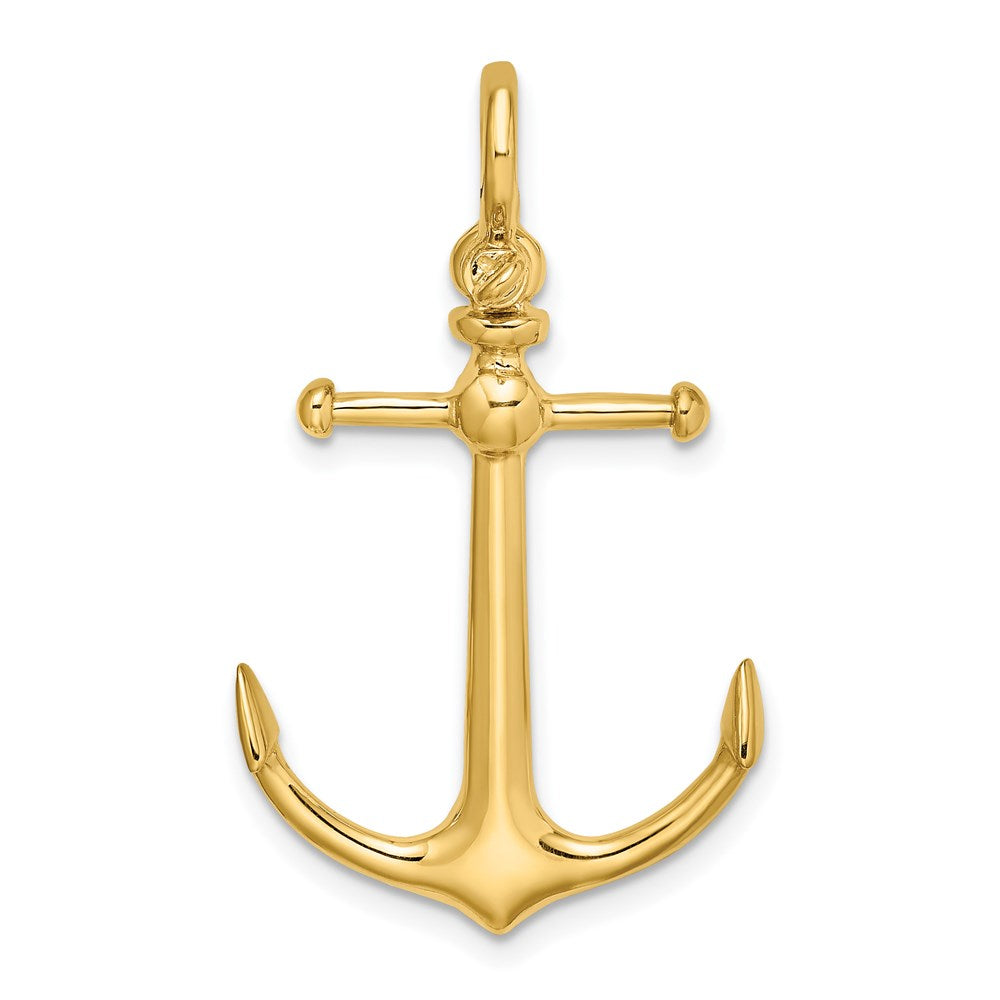 14K Gelbgold 3-D-Anker-Charm mit Schäkel-Bügel