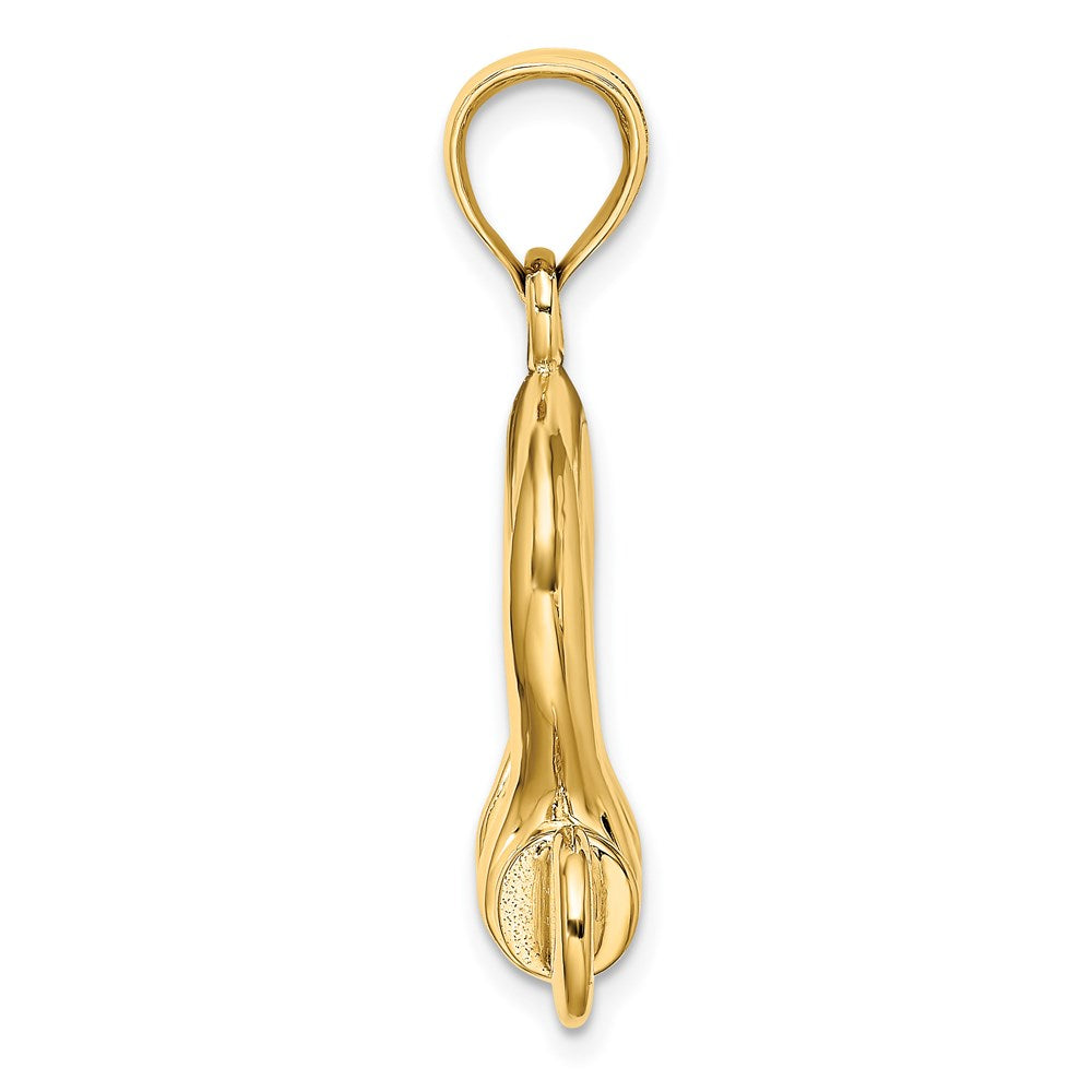 3-D Bügelschloss-Charm aus 14K Gelbgold, groß