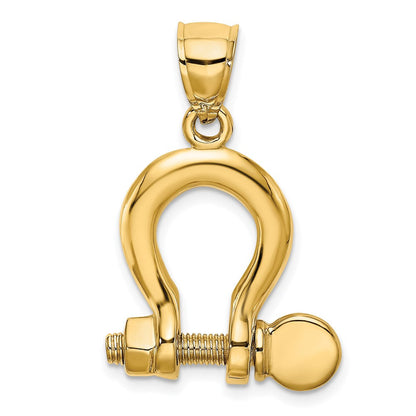 3-D Bügelschloss-Charm aus 14K Gelbgold, groß