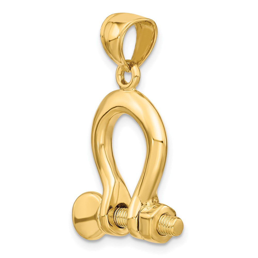 3-D Bügelschloss-Charm aus 14K Gelbgold, groß