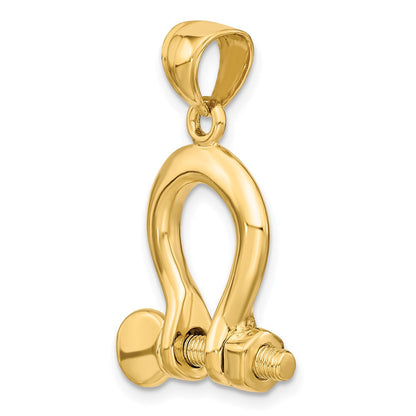 3-D Bügelschloss-Charm aus 14K Gelbgold, groß
