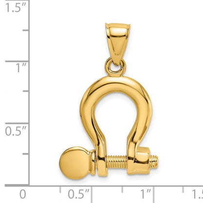 3-D Bügelschloss-Charm aus 14K Gelbgold, groß