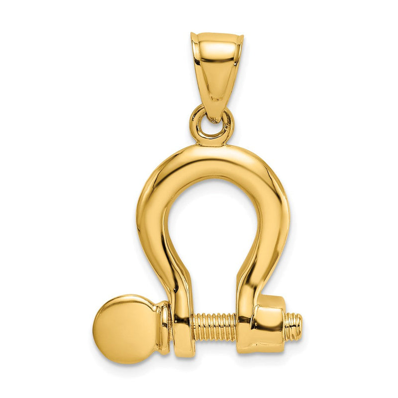 3-D Bügelschloss-Charm aus 14K Gelbgold, groß