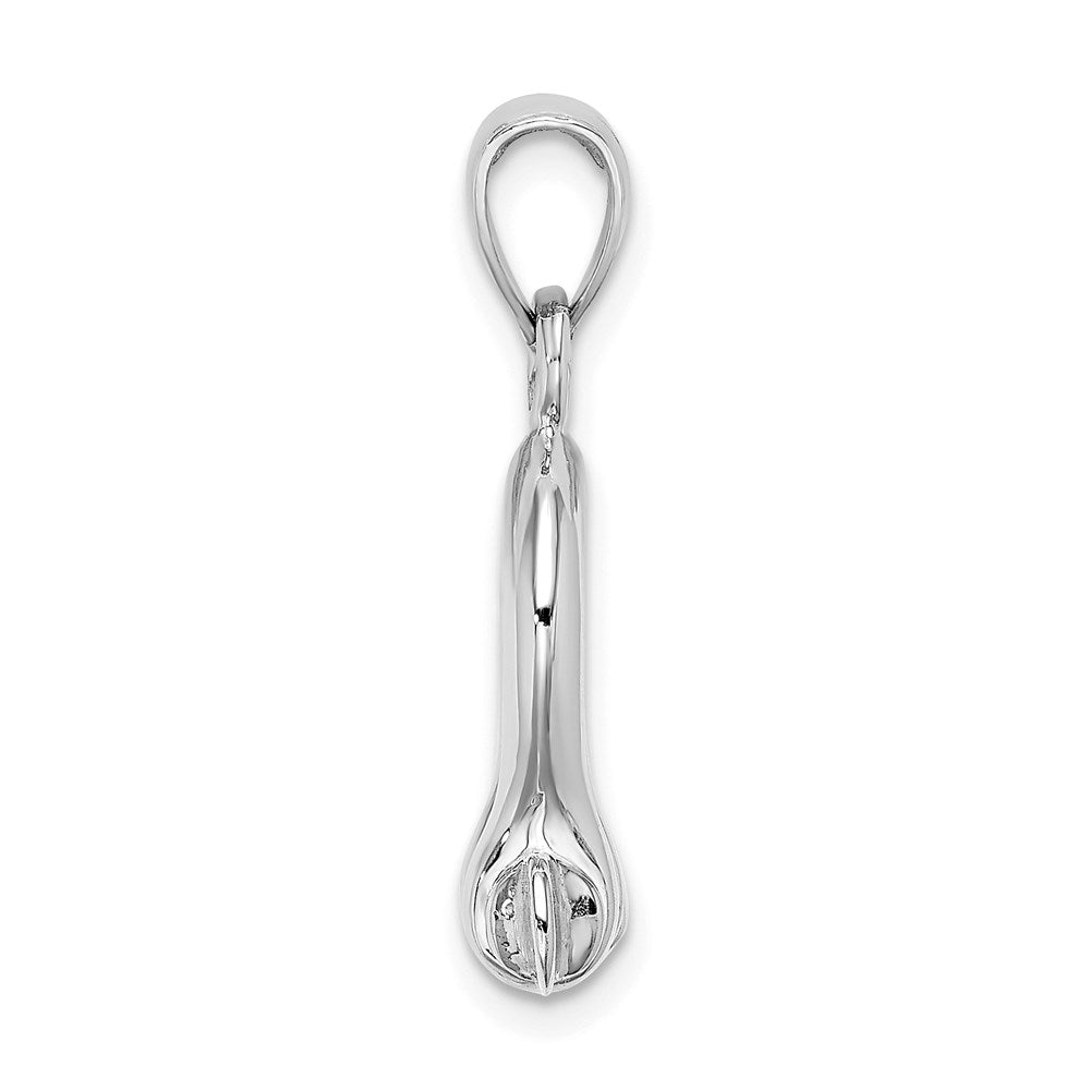 14K Weißgold Schäkel-Charm mit Schraubverschluss, mittelgroß, 3D
