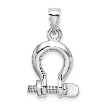 14K Weißgold Schäkel-Charm mit Schraubverschluss, mittelgroß, 3D
