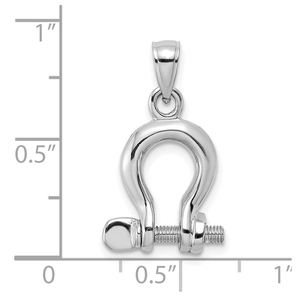 14K Weißgold Schäkel-Charm mit Schraubverschluss, mittelgroß, 3D