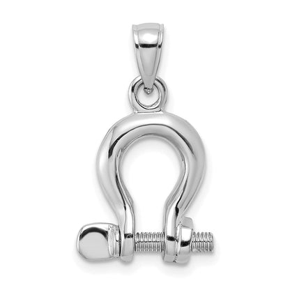 14K Weißgold Schäkel-Charm mit Schraubverschluss, mittelgroß, 3D