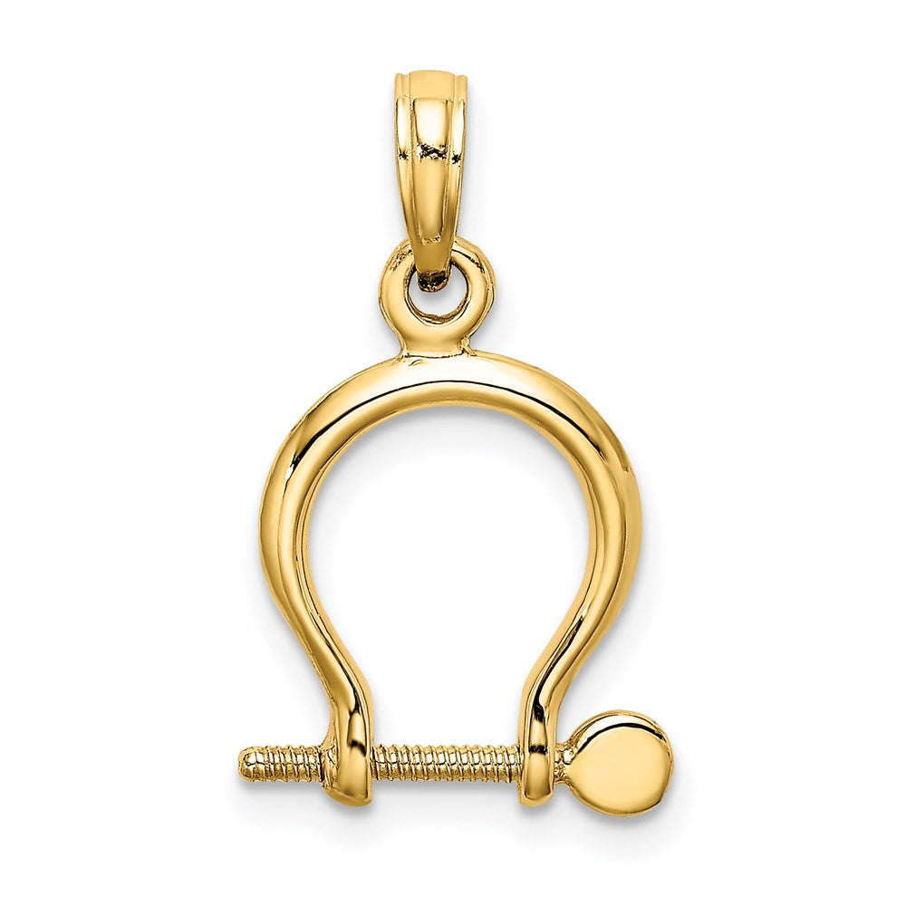 14K Gelbgold 3-d Klein Shackle Glieder Screw Charm