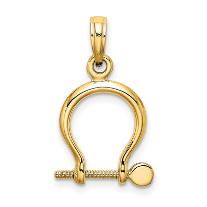 14K Gelbgold 3-d Klein Shackle Glieder Screw Charm