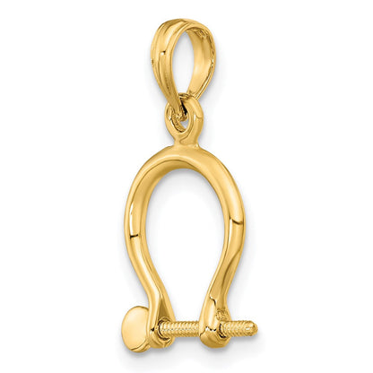 14K Gelbgold 3-d Klein Shackle Glieder Screw Charm