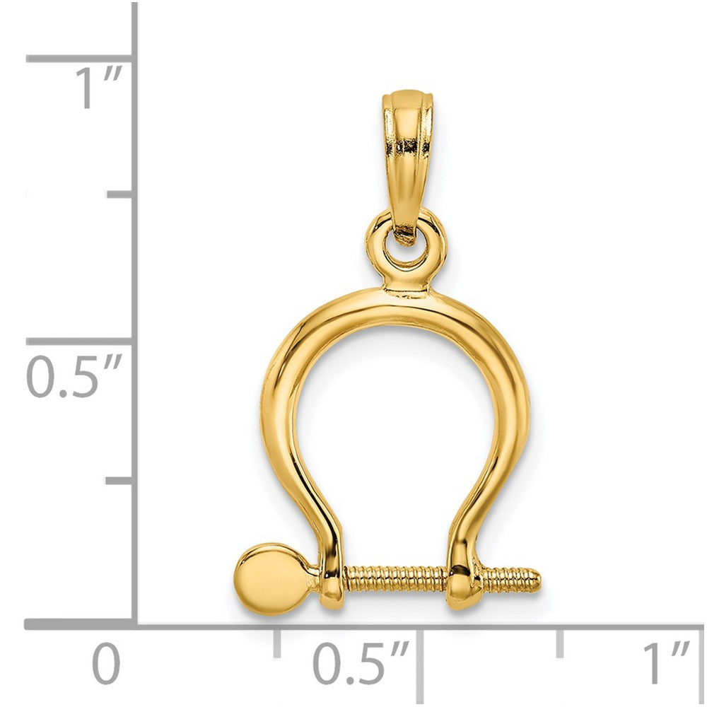14K Gelbgold 3-d Klein Shackle Glieder Screw Charm