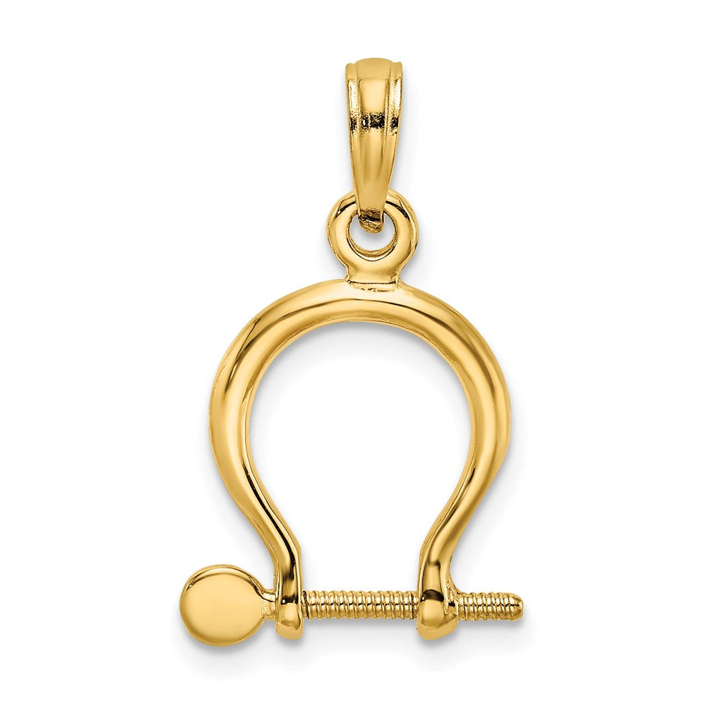 14K Gelbgold 3-d Klein Shackle Glieder Screw Charm