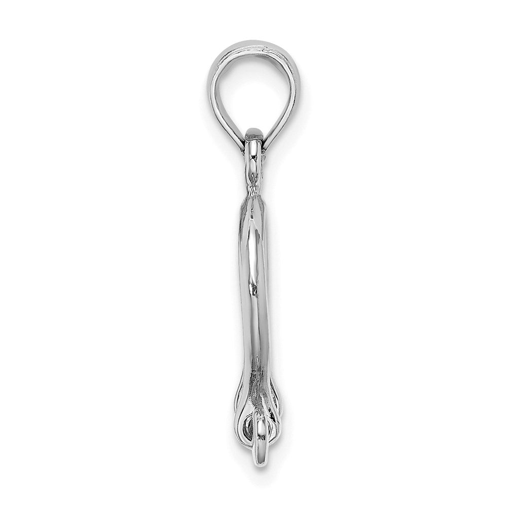 14K Weißgold 3-d Klein Shackle Glieder Screw Charm