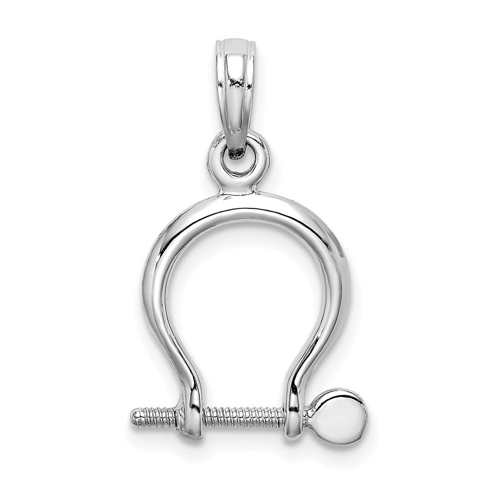 14K Weißgold 3-d Klein Shackle Glieder Screw Charm