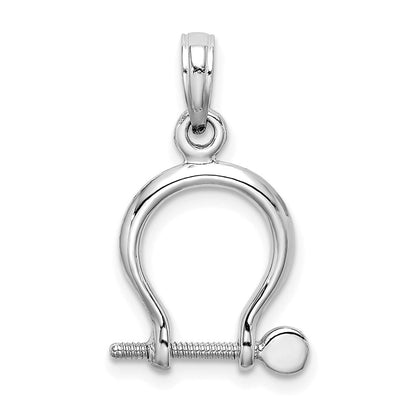 14K Weißgold 3-d Klein Shackle Glieder Screw Charm