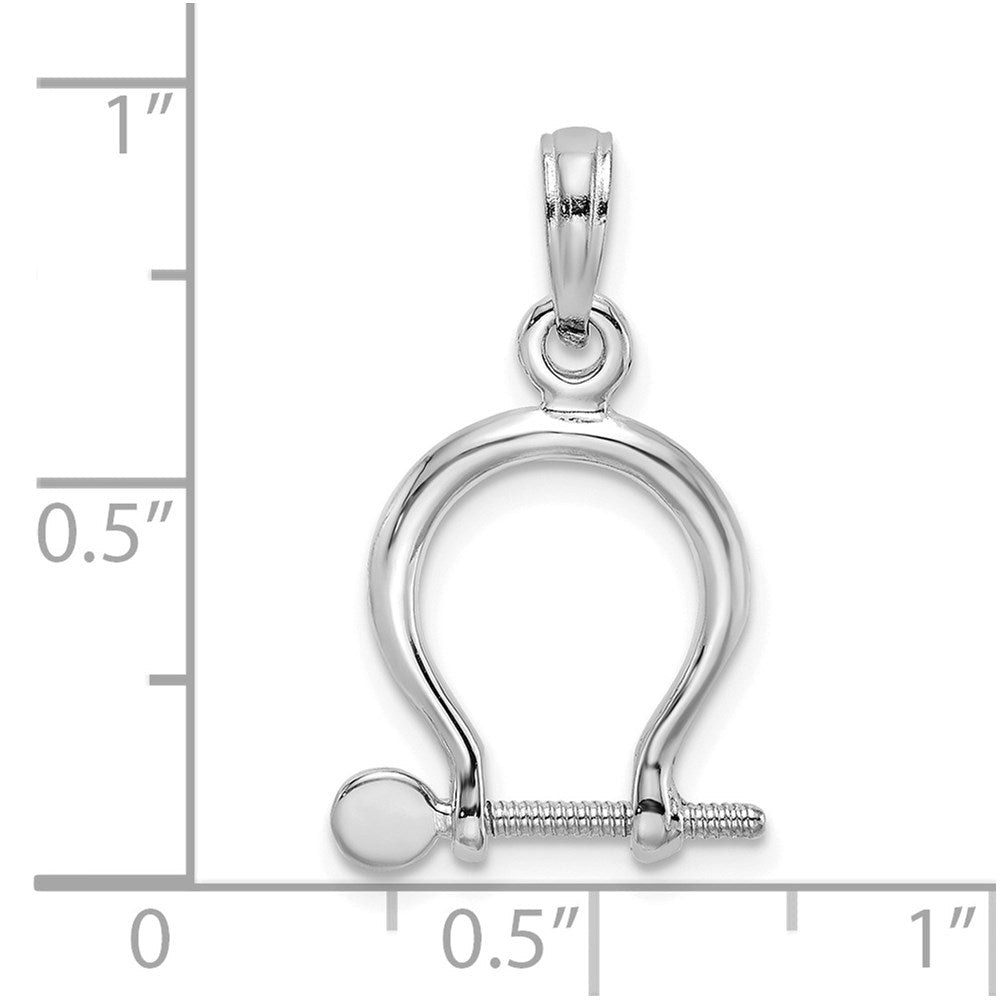 14K Weißgold 3-d Klein Shackle Glieder Screw Charm