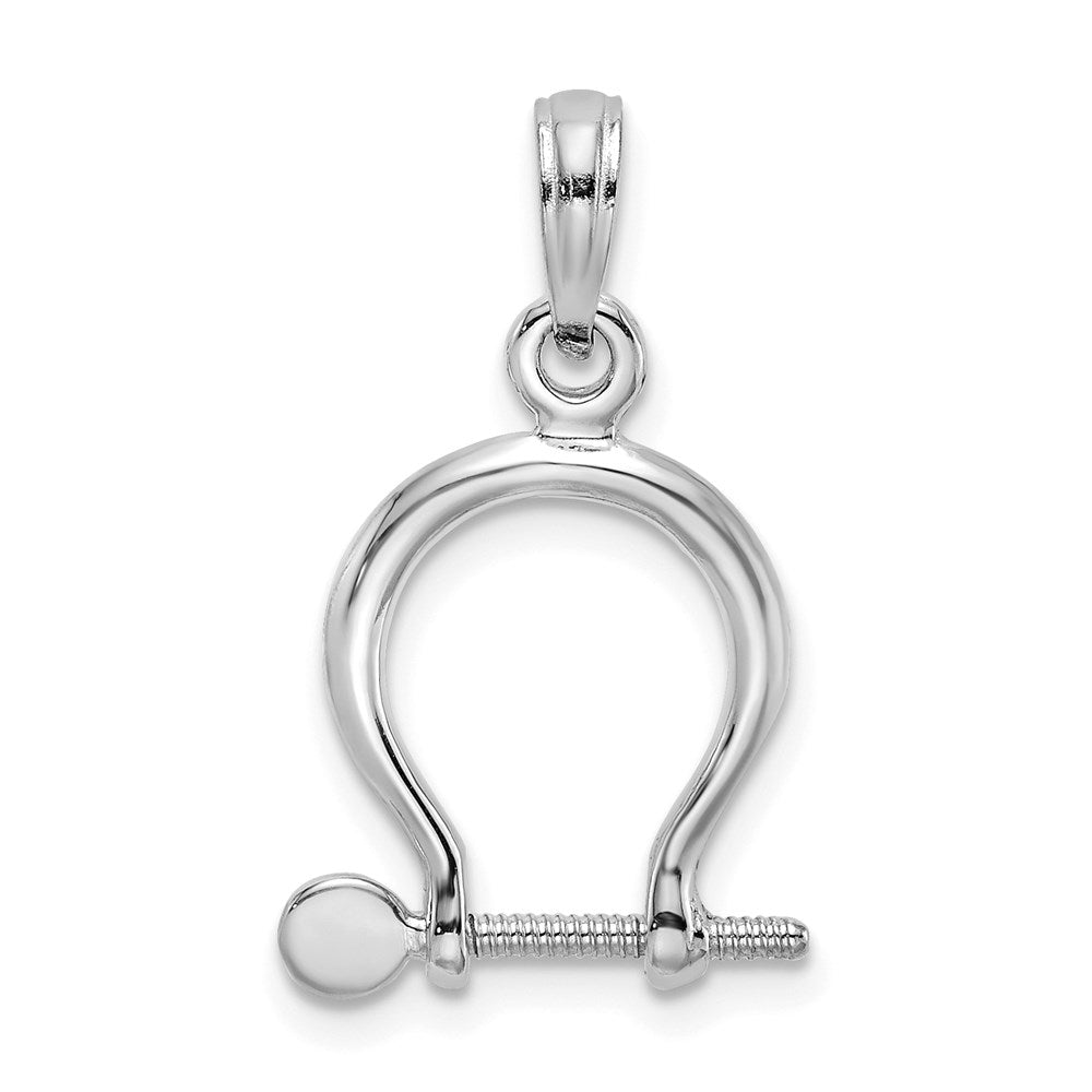 14K Weißgold 3-d Klein Shackle Glieder Screw Charm