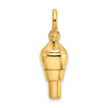 14k Gelbgold 3-D-Dreh-Charm mit Schäkelöse