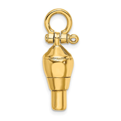 14k Gelbgold 3-D-Dreh-Charm mit Schäkelöse