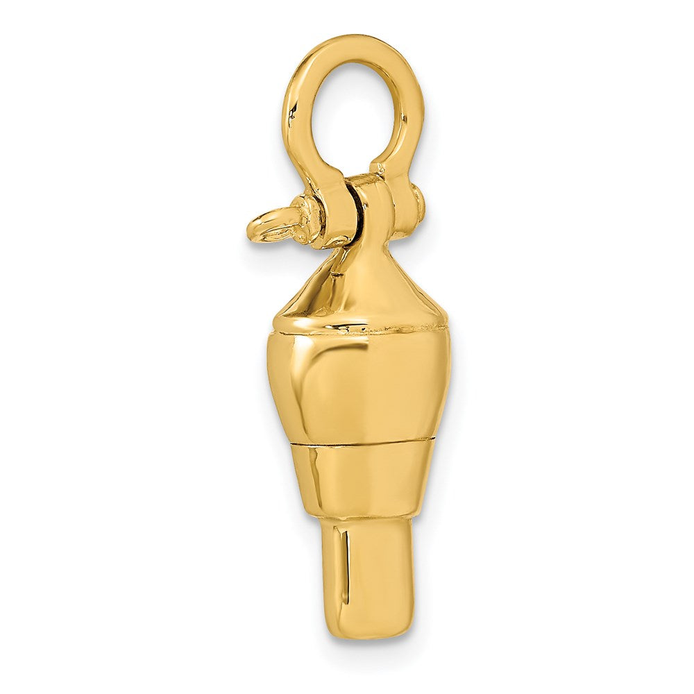 14k Gelbgold 3-D-Dreh-Charm mit Schäkelöse