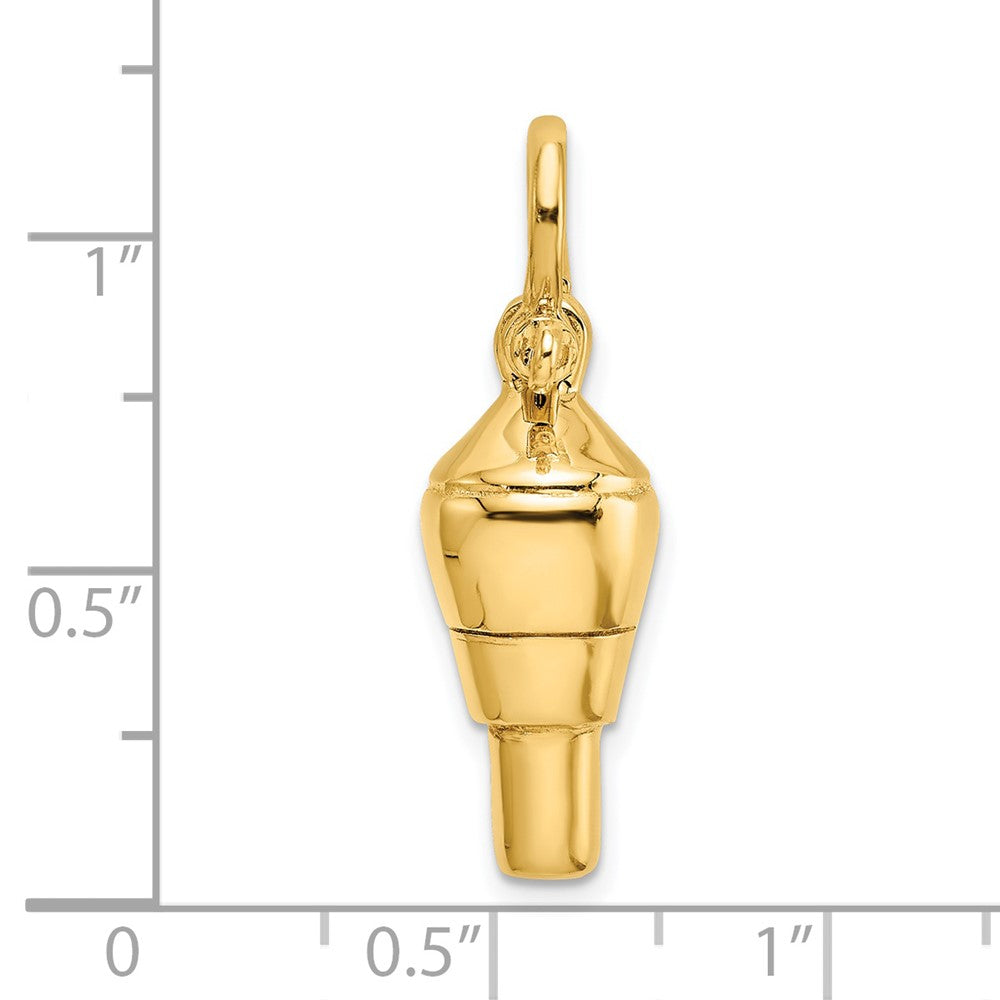 14k Gelbgold 3-D-Dreh-Charm mit Schäkelöse
