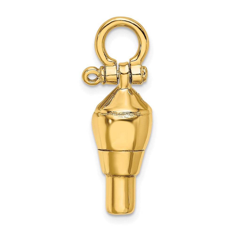 14k Gelbgold 3-D-Dreh-Charm mit Schäkelöse