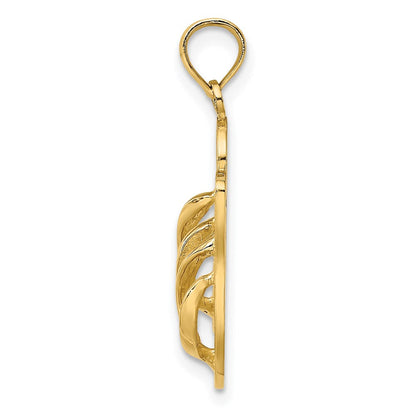 14K Gelbgold Poliert Großer MARCO ISLAND Doppel-Flip-Flop-Charm
