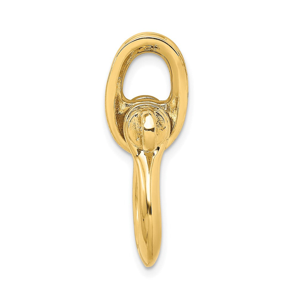 14K Gelbgold 3-D Großer Schäkel-Charm mit Flaschenzug-Öse