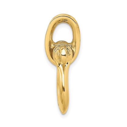 14K Gelbgold 3-D Großer Schäkel-Charm mit Flaschenzug-Öse