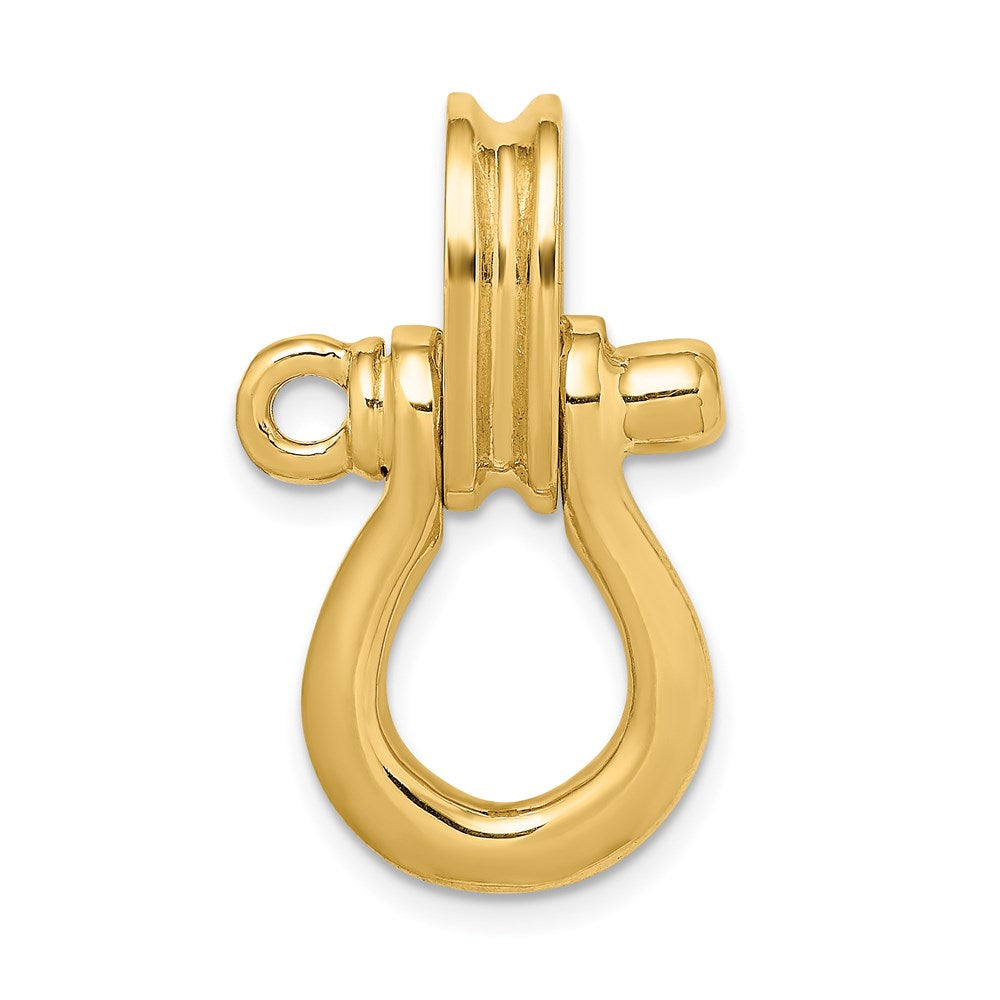 14K Gelbgold 3-D Großer Schäkel-Charm mit Flaschenzug-Öse