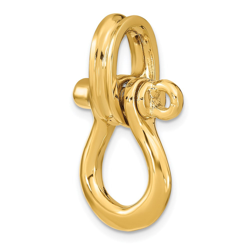 14K Gelbgold 3-D Großer Schäkel-Charm mit Flaschenzug-Öse