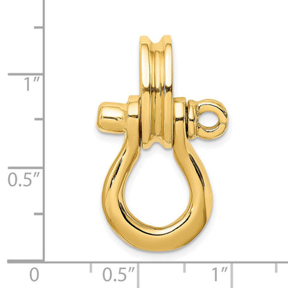 14K Gelbgold 3-D Großer Schäkel-Charm mit Flaschenzug-Öse