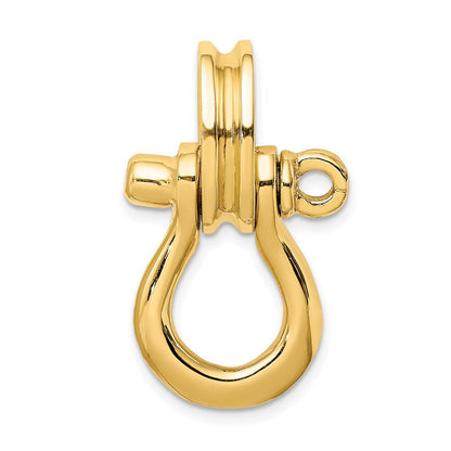 14K Gelbgold 3-D Großer Schäkel-Charm mit Flaschenzug-Öse
