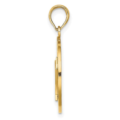 14K Gelbgold Barbados-Charm mit Dreizack-Speer im Kreis