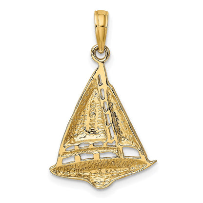 14K Gelbgold 2-D Segelboot-Charm