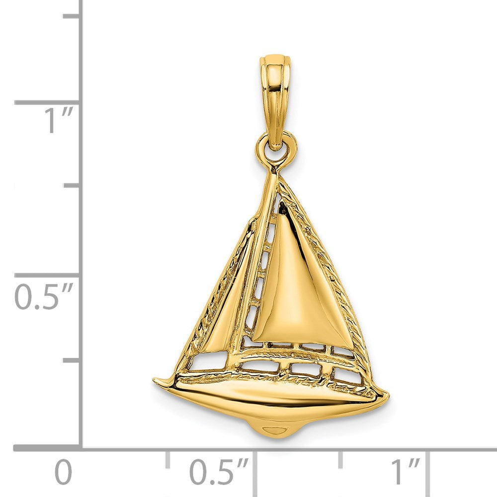 14K Gelbgold 2-D Segelboot-Charm