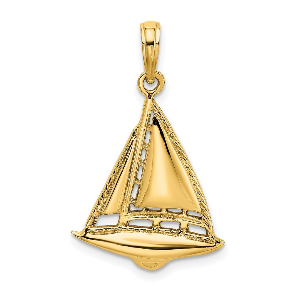 14K Gelbgold 2-D Segelboot-Charm