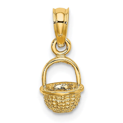 14K Gelbgold 3-d Mini Korb Charm
