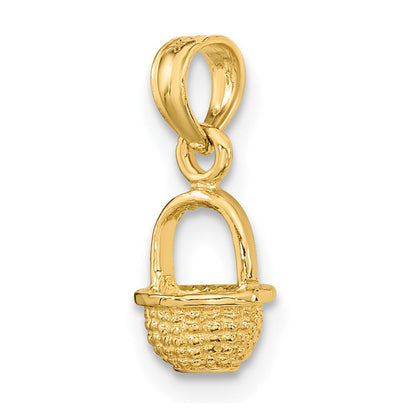 14K Gelbgold 3-d Mini Korb Charm