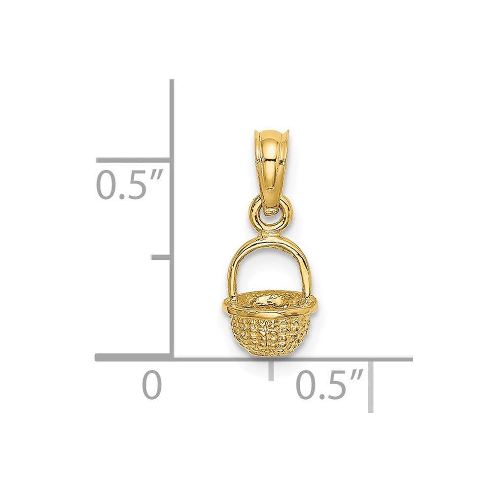 14K Gelbgold 3-d Mini Korb Charm