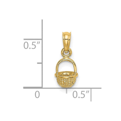 14K Gelbgold 3-d Mini Korb Charm