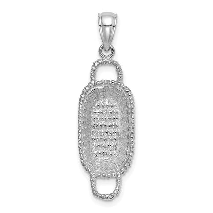 14K Weißgold 3-D Rechteckiger Korb-Charm mit 2 Henkeln