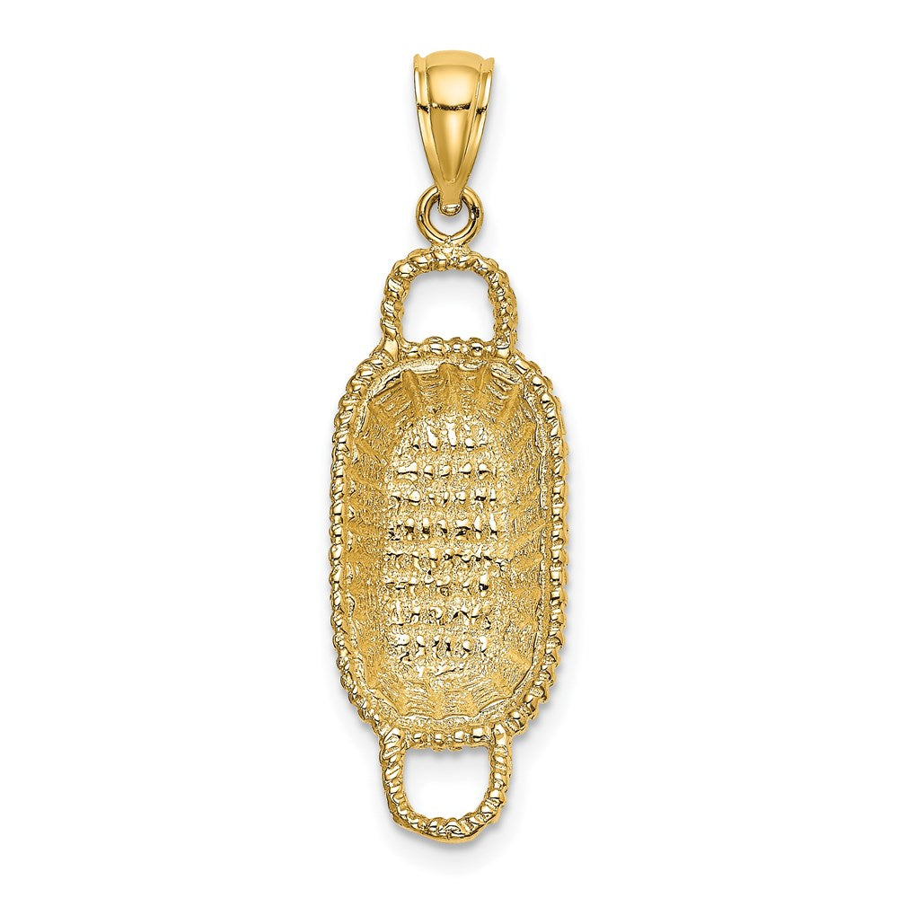 14K Gelbgold 3-D Rechteckiger Korb-Charm mit 2 Henkeln