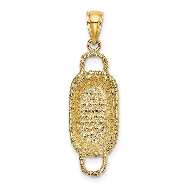 14K Gelbgold 3-D Rechteckiger Korb-Charm mit 2 Henkeln