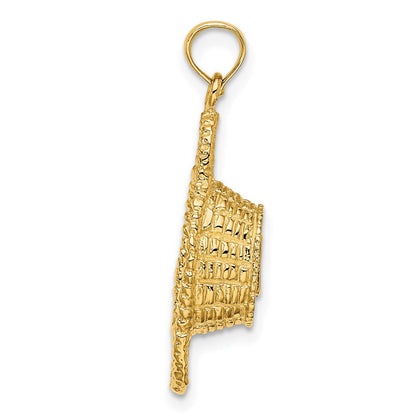 14K Gelbgold 3-D Ovaler Korb-Charm mit 2 Henkeln