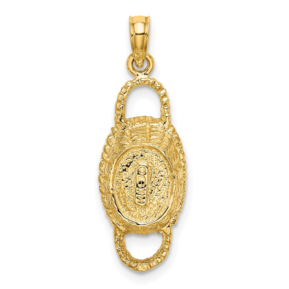 14K Gelbgold 3-D Ovaler Korb-Charm mit 2 Henkeln