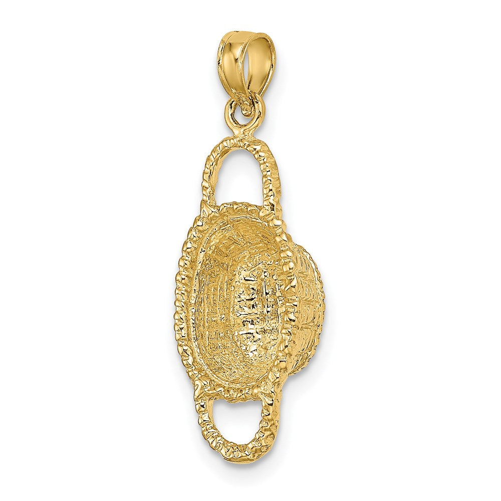 14K Gelbgold 3-D Ovaler Korb-Charm mit 2 Henkeln