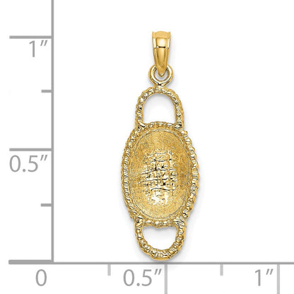 14K Gelbgold 3-D Ovaler Korb-Charm mit 2 Henkeln
